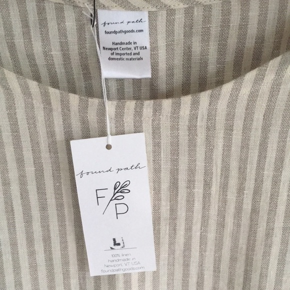 Found Path Goods Handmade Striped Linen Top Sz L - Picture 3 of 3